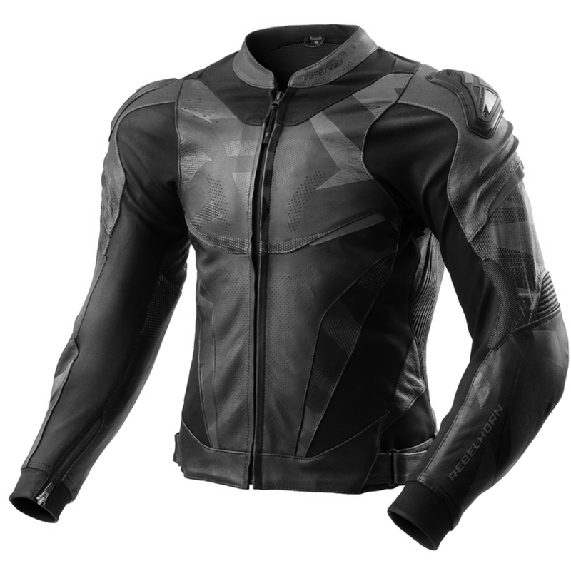 Chaqueta de cuero para motociclista Rebelhorn Inferno negra