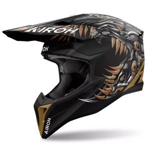Casco de motocross Airoh Wraaap Cyborg negro mate