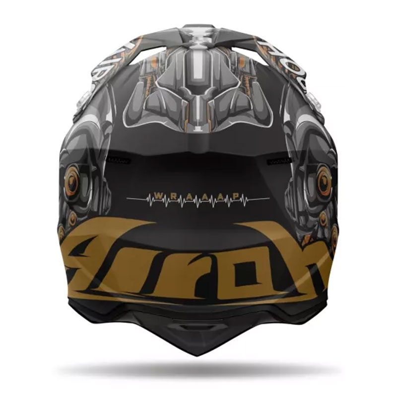 Casco de motocross Airoh Wraaap Cyborg negro mate