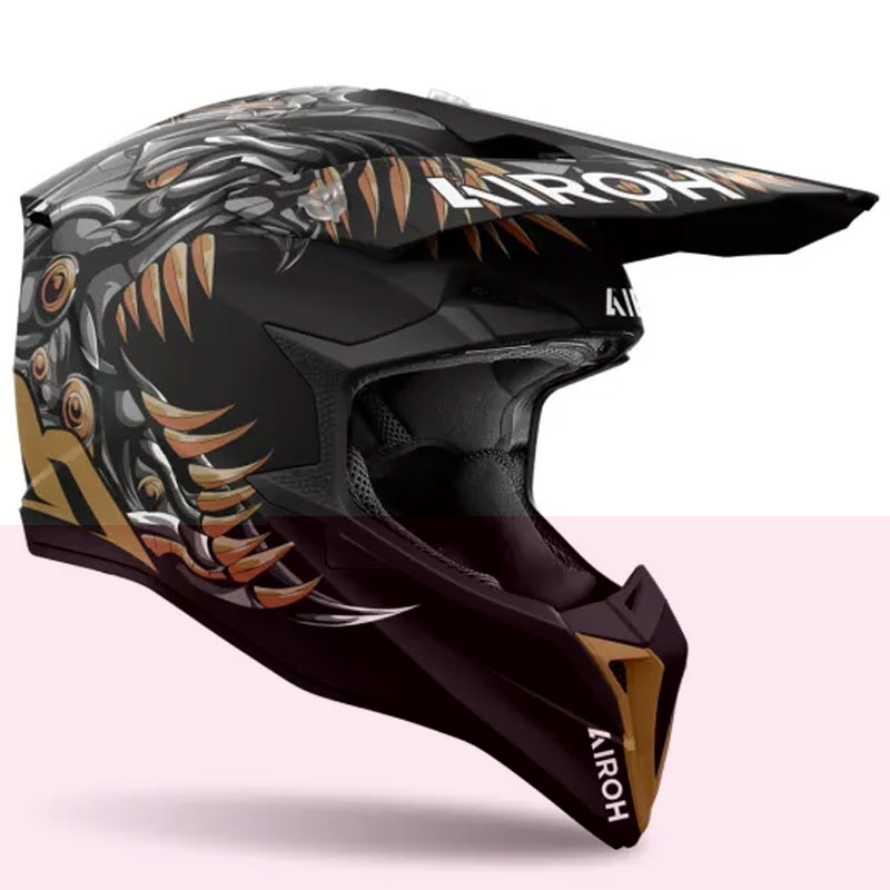 Casco de motocross Airoh Wraaap Cyborg negro mate