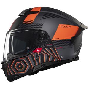 Casco de moto abatible MT Atom 2 SV Strange gris-negro-naranja