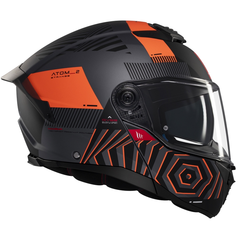 Casco de moto abatible MT Atom 2 SV Strange gris-negro-naranja