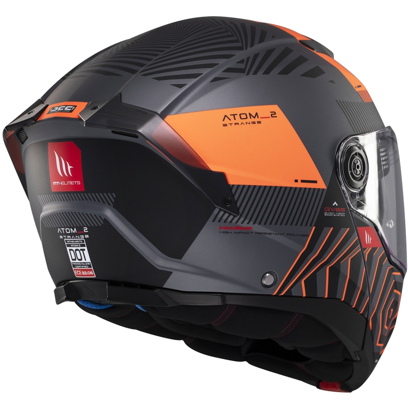 Casco de moto abatible MT Atom 2 SV Strange gris-negro-naranja