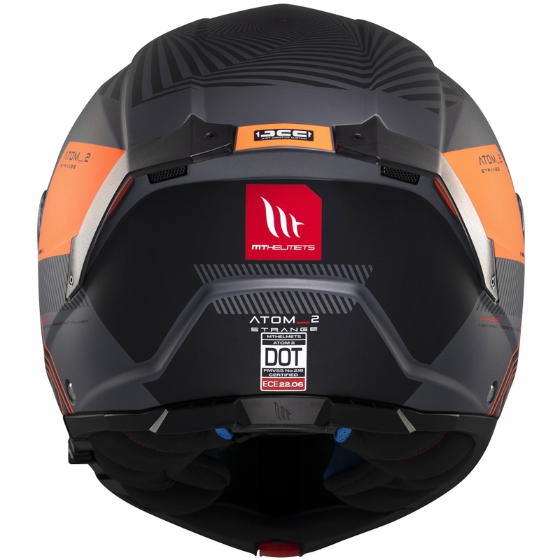 Casco de moto abatible MT Atom 2 SV Strange gris-negro-naranja