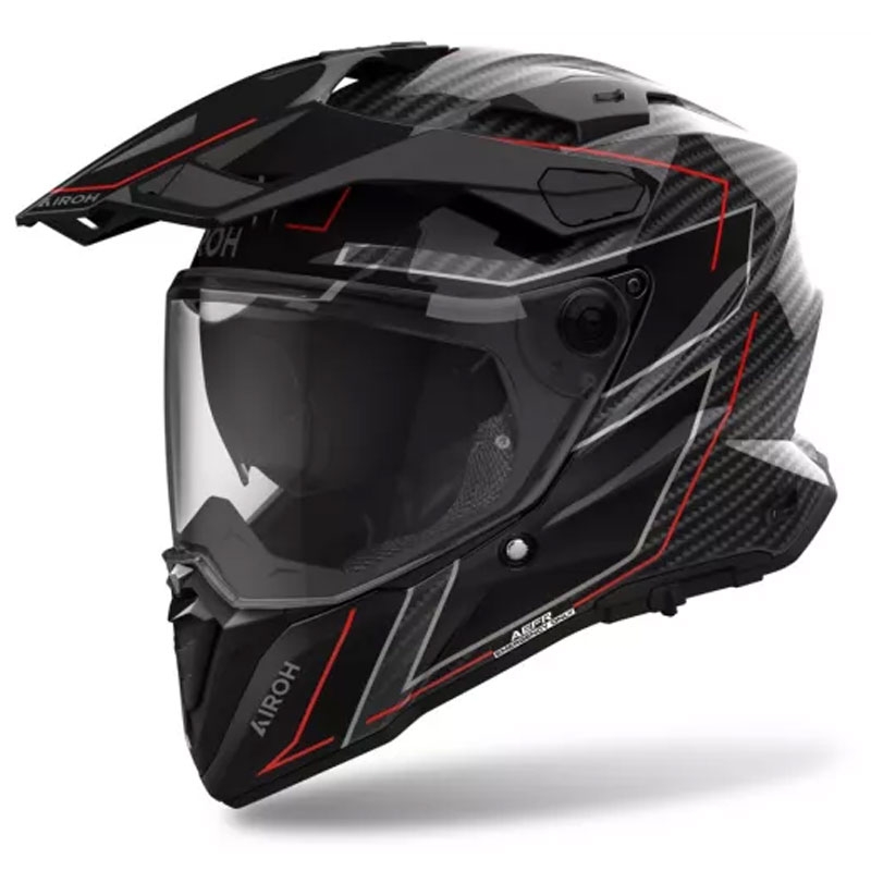Casco de moto enduro Airoh Commander 2 Carbon Elegante negro-rojo