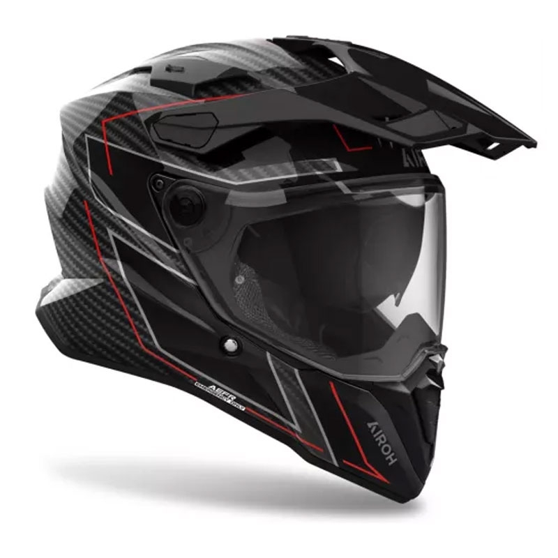 Casco de moto enduro Airoh Commander 2 Carbon Elegante negro-rojo