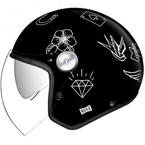 Casco abierto Nexx X.G30 Tattoo blanco y negro