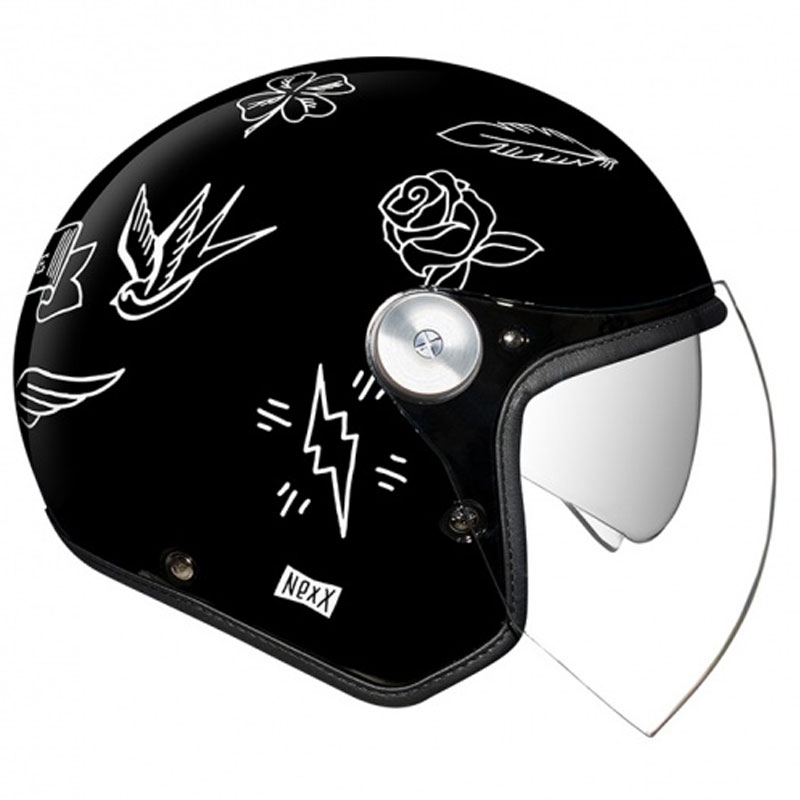 Casco abierto Nexx X.G30 Tattoo blanco y negro liquidación