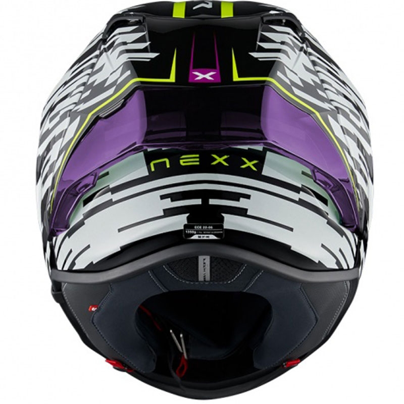 Casco integral de moto Nexx X.R3R Glitch Racer blanco-amarillo fluo liquidación