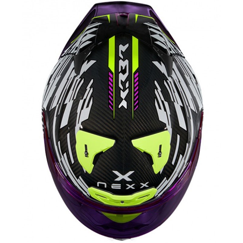 Casco integral de moto Nexx X.R3R Glitch Racer blanco-amarillo fluo liquidación