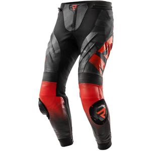 Pantalón moto de cuero Rebelhorn Inferno negro-rojo fluo