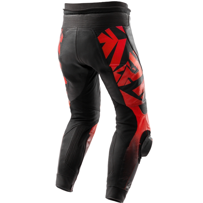 Pantalón moto de cuero Rebelhorn Inferno negro-rojo fluo