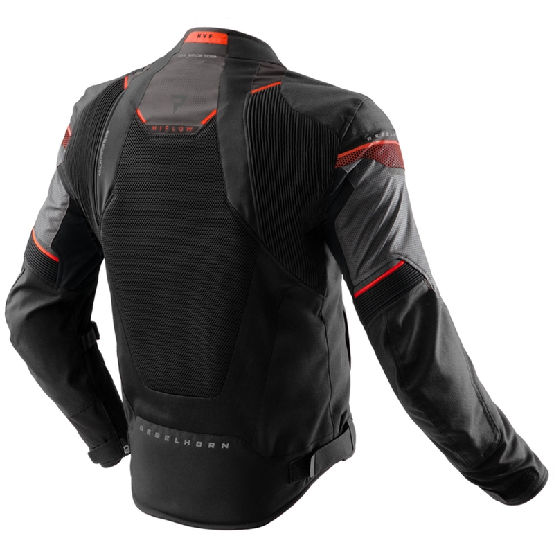 Chaqueta de moto Rebelhorn Hiflow V en negro, gris y rojo