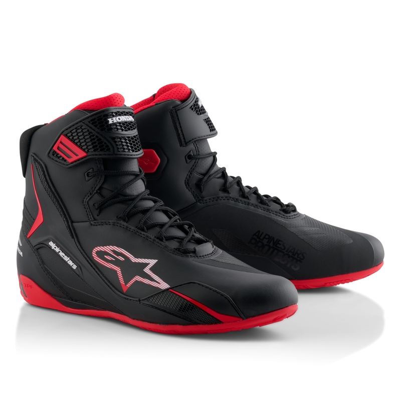 Botas de moto Alpinestars Faster-4 colección HONDA negras y rojas