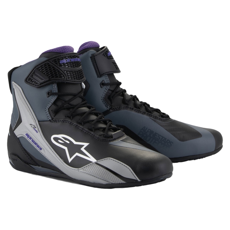 Botas de moto para mujer Alpinestars Stella Faster-4 en negro, gris y morado