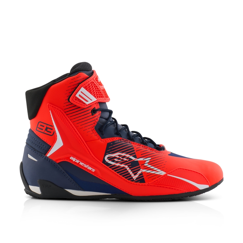 Botas de moto Alpinestars Faster-4 colección MM93 rojo-azul-blanco fluorescente