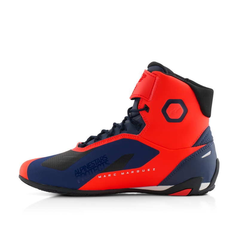 Botas de moto Alpinestars Faster-4 colección MM93 rojo-azul-blanco fluorescente