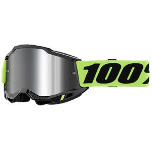 Gafas de motocross para niños 100% ACCURI 2 USA amarillas con plexiglás plateado espejado