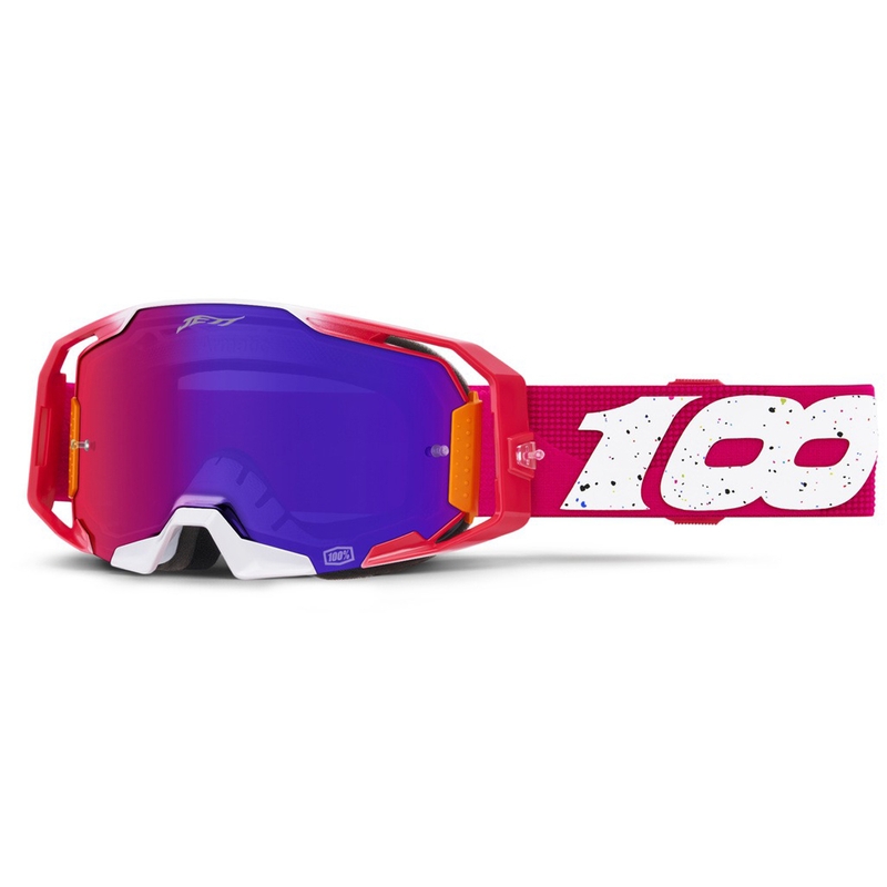 Gafas de motocross 100% Armatic Jett Lawrence LE, color rosa y azul