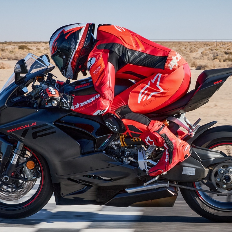 Mono de moto de cuero de una pieza Alpinestars GP Plus V4 Sprint, compatible con Tech-Air, rojo fluorescente, rojo, blanco y negro