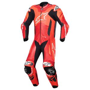 Mono de moto de cuero de una pieza Alpinestars GP Plus V4 Sprint, compatible con Tech-Air, rojo fluorescente, rojo, blanco y negro