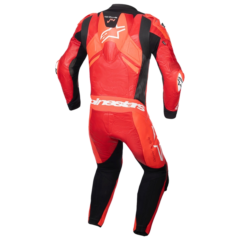 Mono de moto de cuero de una pieza Alpinestars GP Plus V4 Sprint, compatible con Tech-Air, rojo fluorescente, rojo, blanco y negro