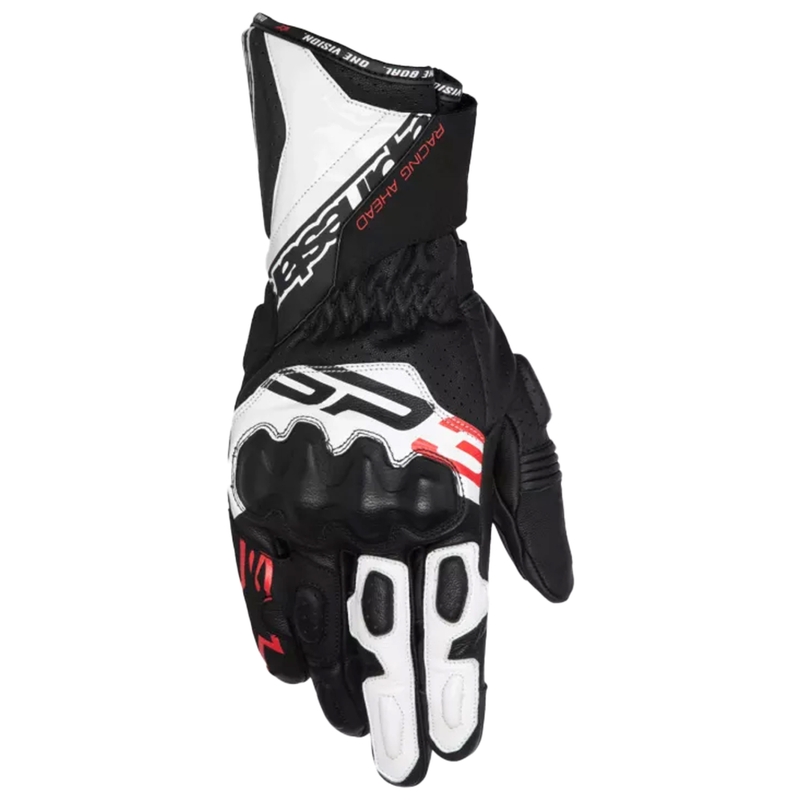 Guantes de moto Alpinestars SP-3 negro-blanco-rojo fluorescente