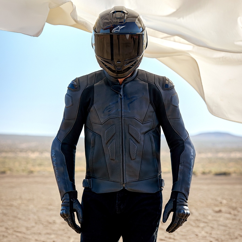 Chaqueta de moto de cuero Alpinestars Dusk negra