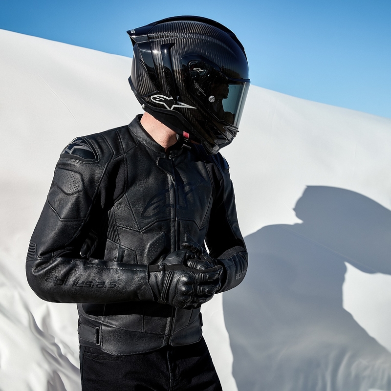Chaqueta de moto de cuero Alpinestars Dusk negra