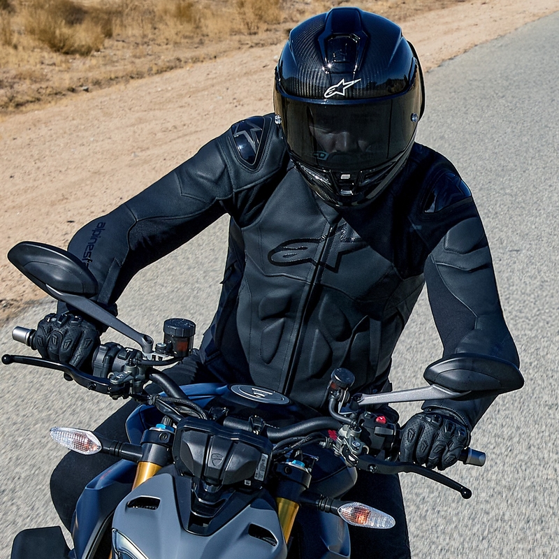 Chaqueta de moto de cuero Alpinestars Dusk negra