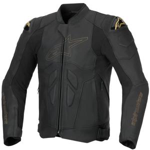 Chaqueta de moto de cuero Alpinestars Dusk en negro y dorado