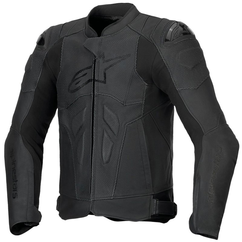 Chaqueta de moto de cuero Alpinestars Dusk Airflow negra-negra