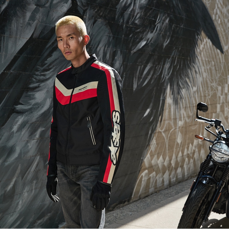 Chaqueta de moto Alpinestars T-Dyno Air en negro, rojo y beige