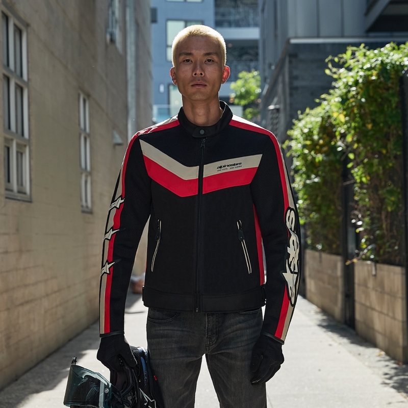 Chaqueta de moto Alpinestars T-Dyno Air en negro, rojo y beige
