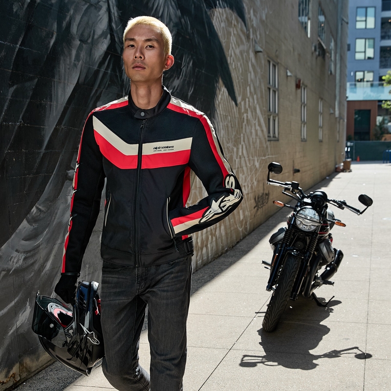 Chaqueta de moto Alpinestars T-Dyno Air en negro, rojo y beige