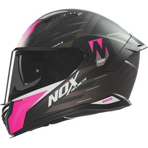 Casco integral de moto NOX N401 Crower negro mate-rosa