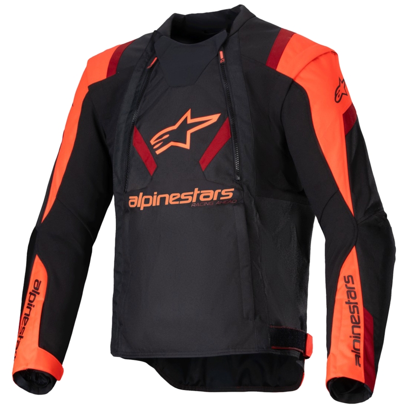 Chaqueta de moto Alpinestars T-Stunt Air negra-roja fluorescente-roja