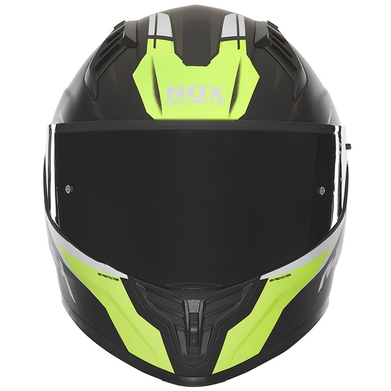 Casco integral de moto NOX N401 Crower negro mate-amarillo fluorescente