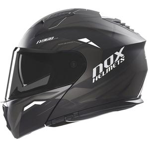 Casco de moto abatible NOX N968 Ultra negro mate-blanco
