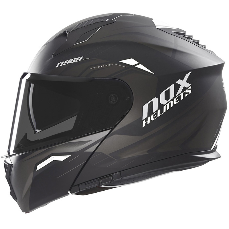 Casco de moto abatible NOX N968 Ultra negro mate-blanco