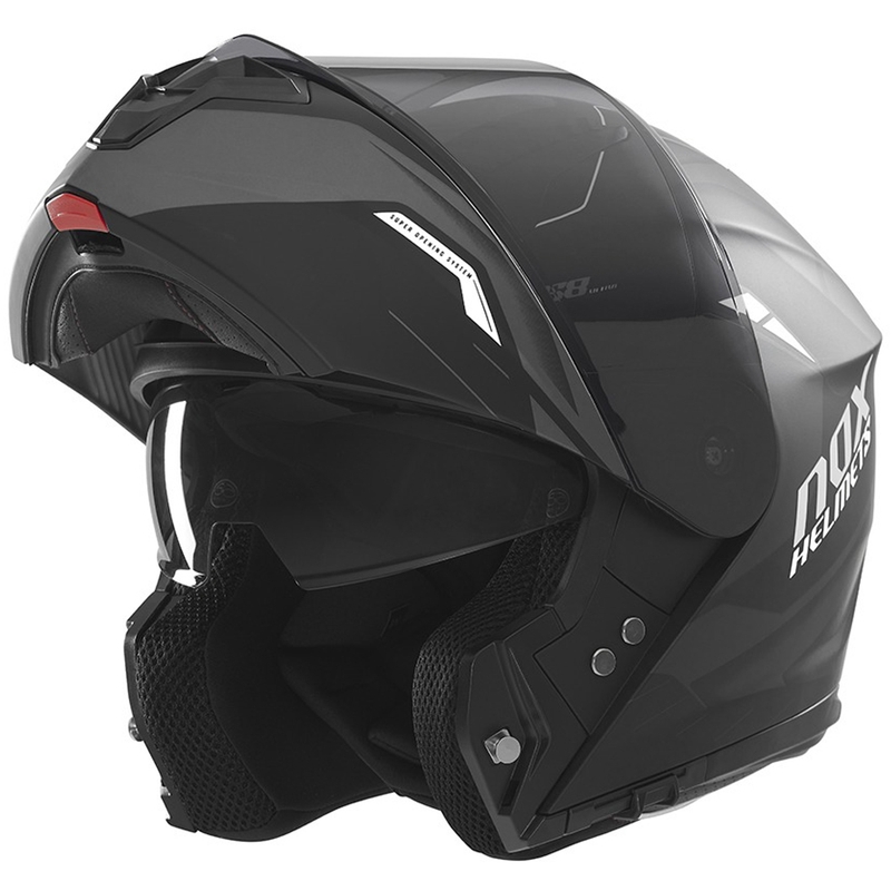Casco de moto abatible NOX N968 Ultra negro mate-blanco