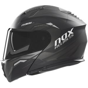 Casco de moto abatible NOX N968 Ultra, negro mate y titanio