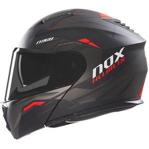 Casco de moto abatible NOX N968 Ultra negro mate-rojo
