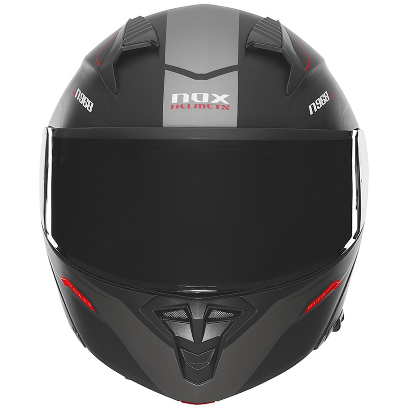 Casco de moto abatible NOX N968 Ultra negro mate-rojo