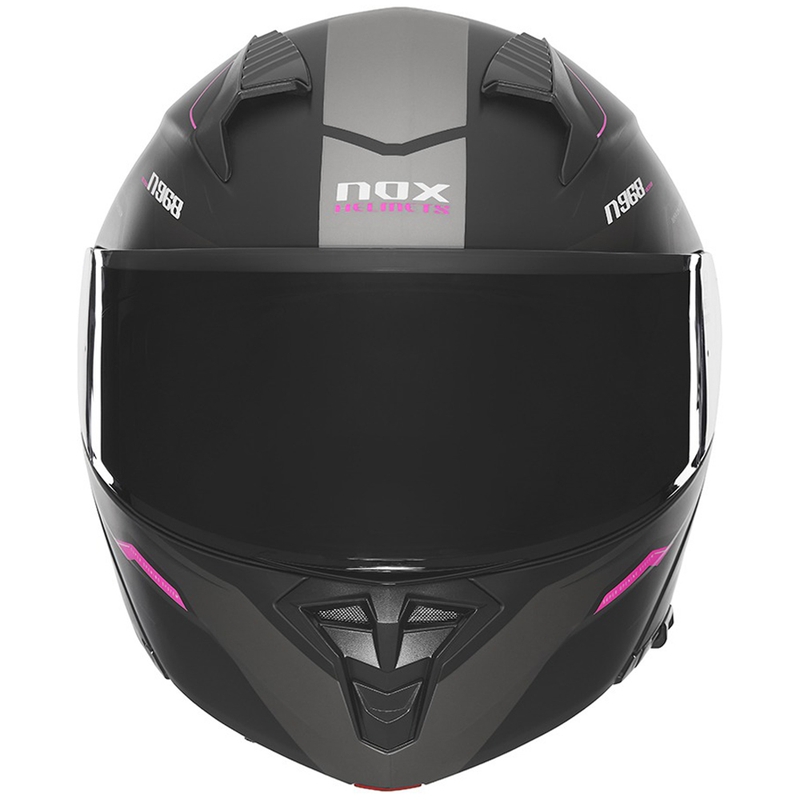 Casco de moto abatible NOX N968 Ultra negro mate-rosa