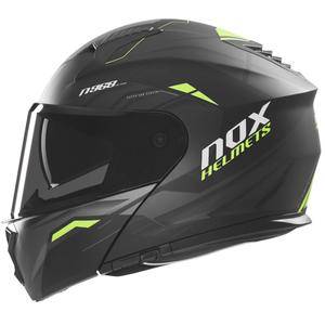 Casco de moto abatible NOX N968 Ultra negro mate-amarillo fluo