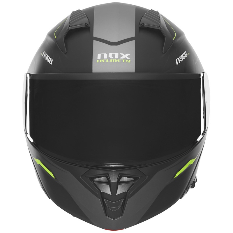 Casco de moto abatible NOX N968 Ultra negro mate-amarillo fluo