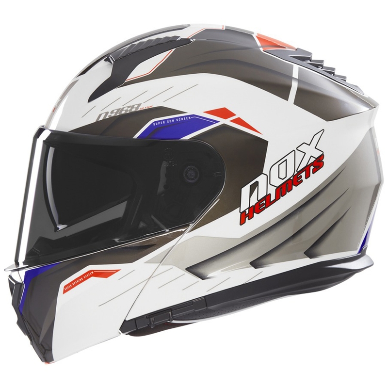 Casco de moto abatible NOX N968 Ultra blanco-gris