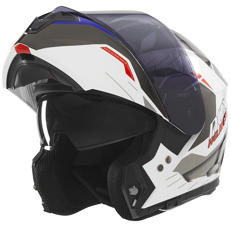 Casco de moto abatible NOX N968 Ultra blanco-gris