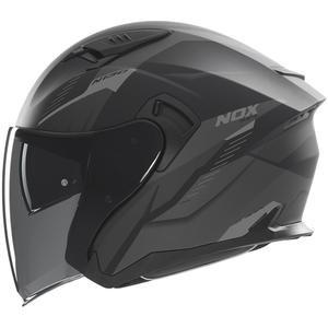 Casco de moto jet NOX N130 Myst negro mate-plata